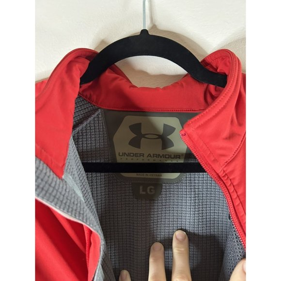 Under Armor Softshell Jacket Size Large L Soft Shell Red Gray Full Zip Coat - Picture 4 of 12